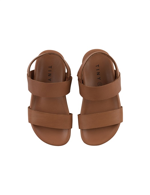 Elastic Leather Sandals Nut Brown