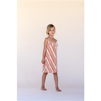 Velvet Dress Orange Stripe