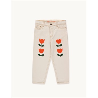 Flowers Baggy Jeans Nude
