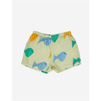 Baby Multicolor Fish All Over Woven Shorts