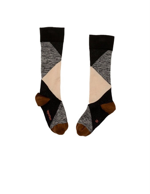 Baby Geometric High Socks Beige / Black