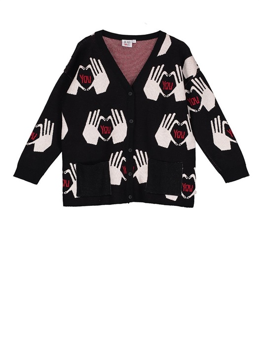 Knit Oversized Cardigan Hands Black
