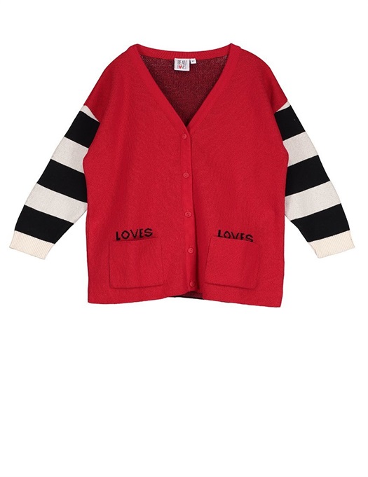 Knit Oversized Cardigan Loves Stripes Red
