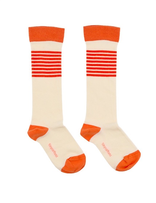 Stripes High Socks Off-White/Carmine