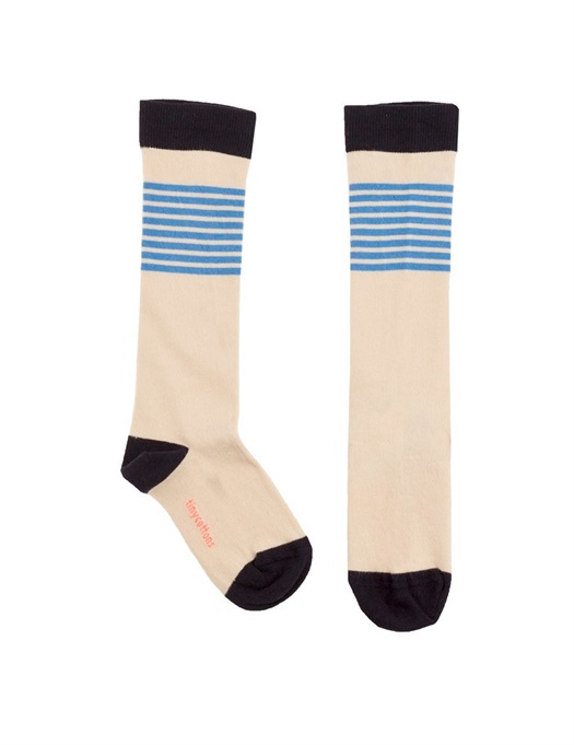 Stripes High Socks Stone/Cerulean Blue