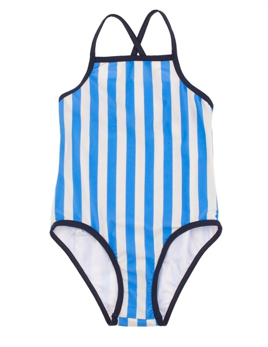 Stripes Swimsuit Stone/Cerulean Blue
