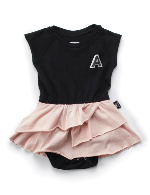 Baby 1/2 & 1/2 Onesie Skirt Black/Powder Pink