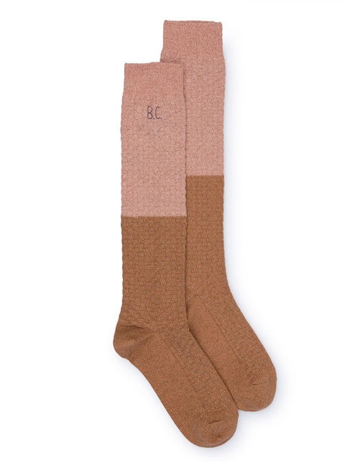 Baby Gold and Pink Long Socks
