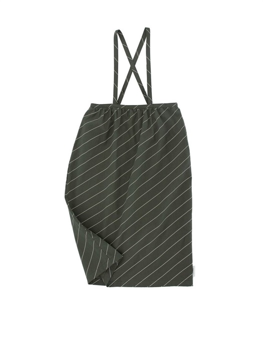 Diagonal Stripes Braces long skirt  dark green/pistacho