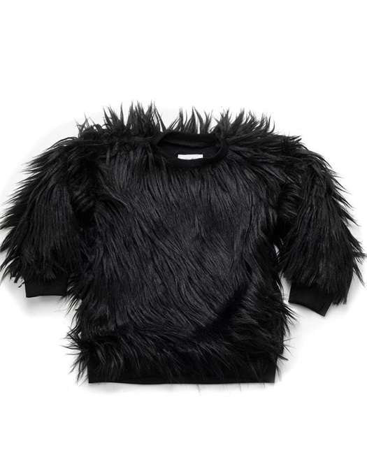 Faux Fur Sweatshirt Black