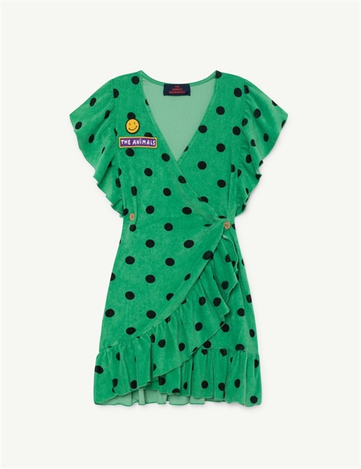 Whale Dress Green Polka Dots