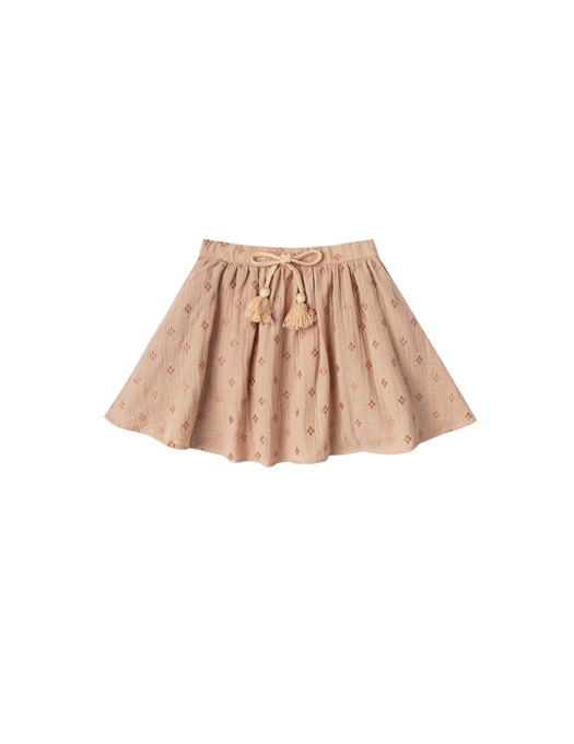 Cross Embroidered Mini Skirt Blush