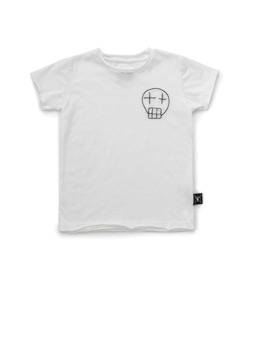 Embroidered Sketch Skull T-Shirt White