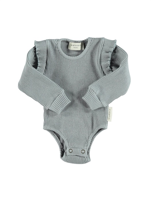 Baby Ribbed Body With Frills Grey