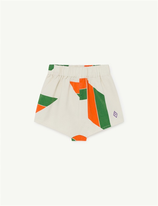 Clam Shorts White Geometric