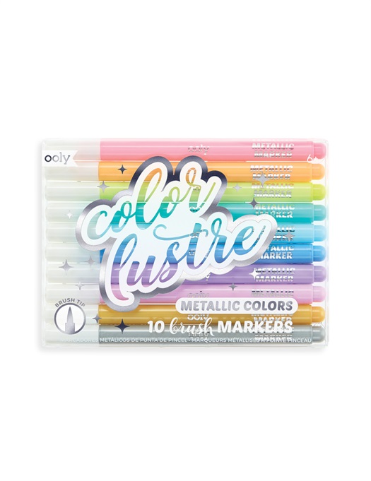 Color Lustre Metallic Brush Markers - Set of 10