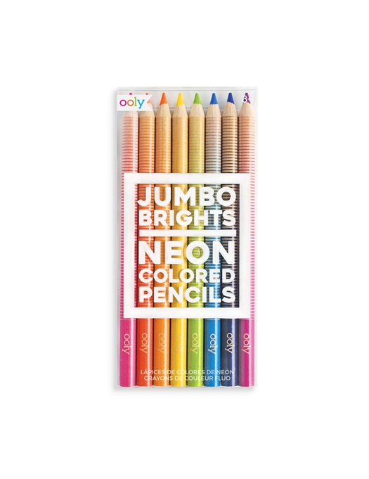 Jumbo Bright Neon Coloured Pencils - Set of 8