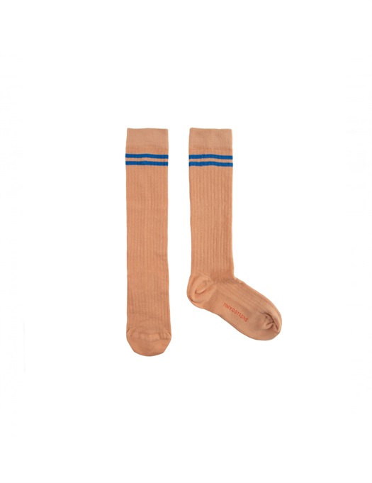 Stripes High Socks Tan / Blue