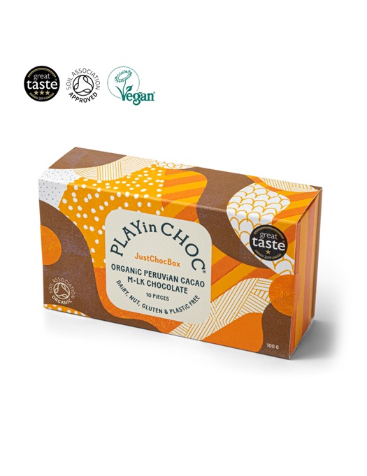 Just Choc Box - Organic Peruvian Cacao Milk Chocolate 100g