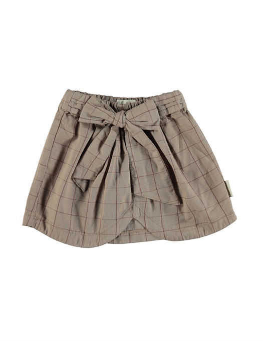 Short Skirt With Bow / Taupe & Garnet