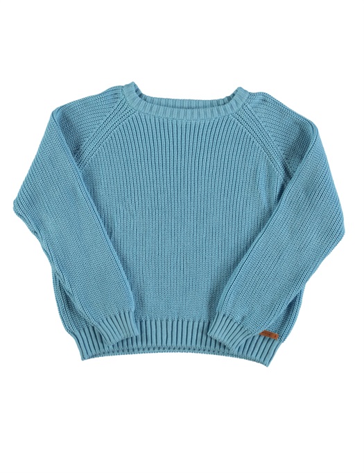 Knitted Sweater Blue With Garnet