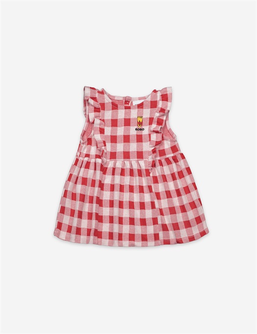 Baby Vichy All Over Jersey Ruffle Dress