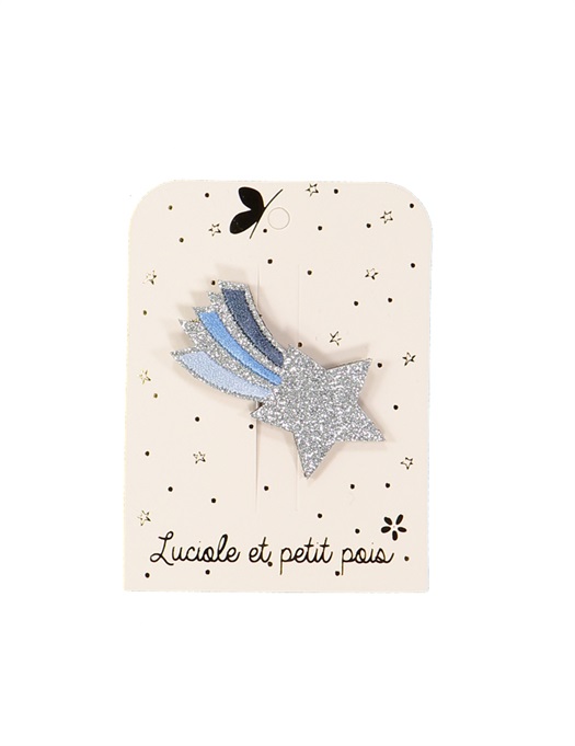 Embroidered Shooting Star Hair Clip Blue