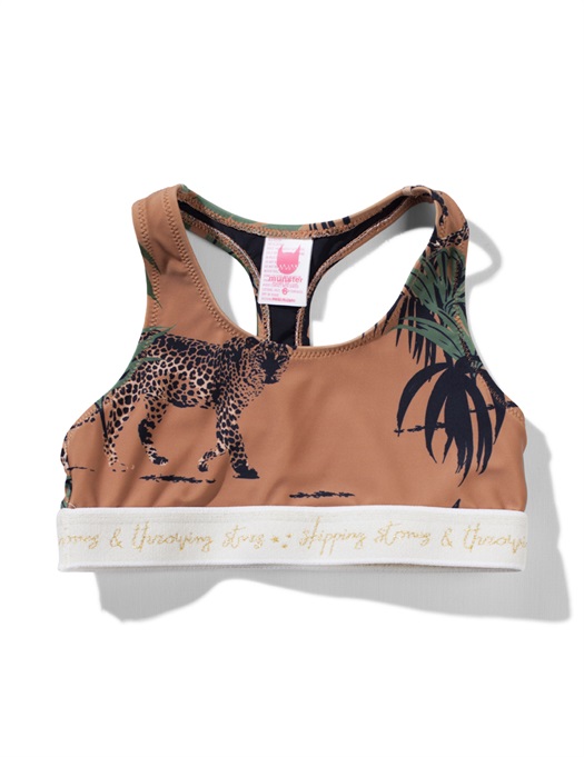 Mirage T Bar Crop Top Palm Leopard