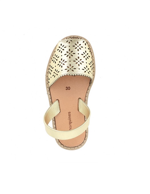 Avarca Perforated Leather Flower Oro