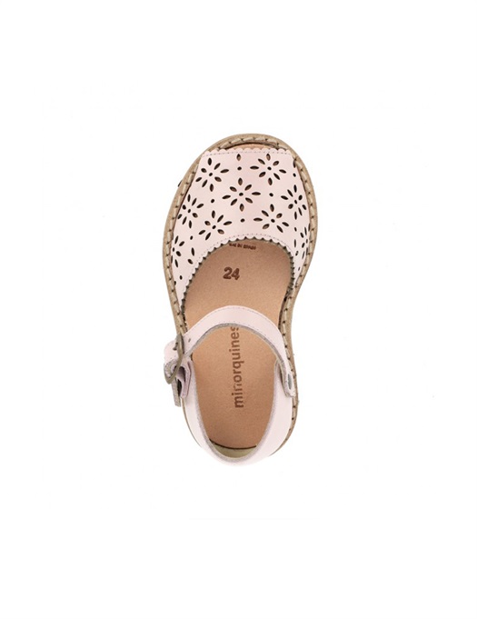 Avarca Velcro Perforated Leather FLower Pink