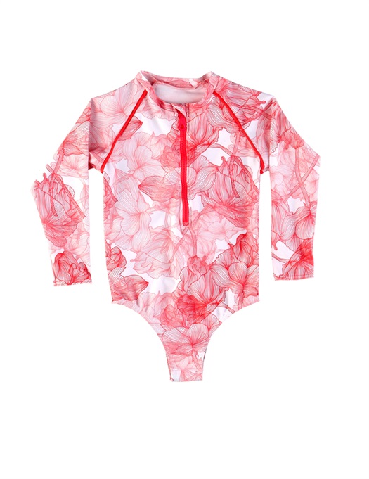 One Piece Long Sleeve Coral Flower