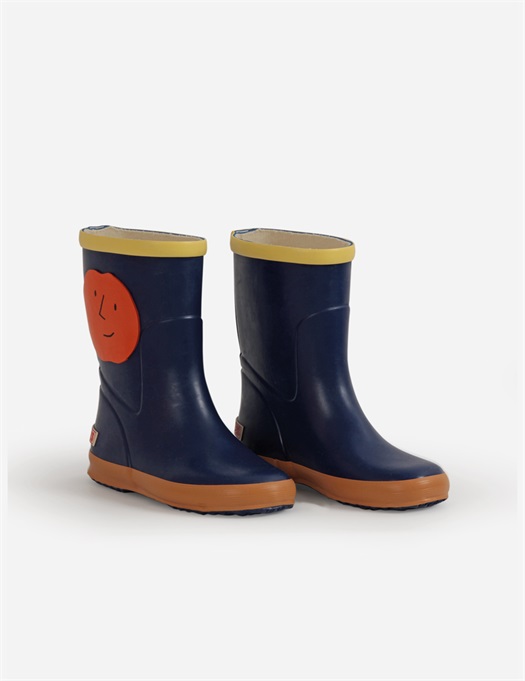 Orange Faces Rain Boots