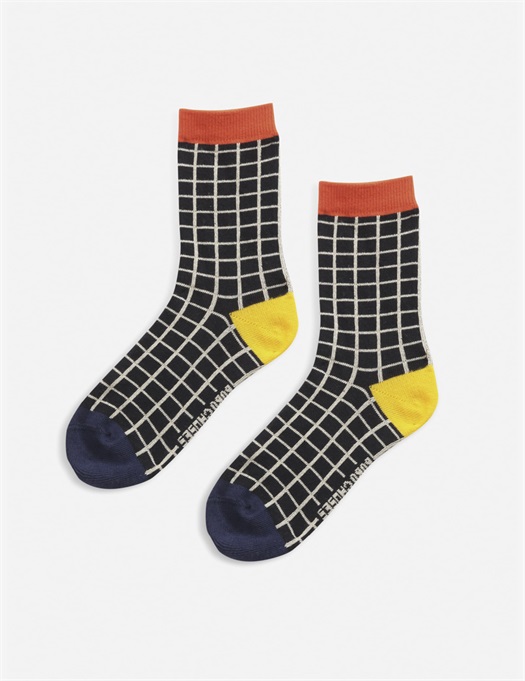 Black Checkered Short Socks
