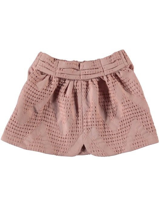 Short Skirt With Bow Textured Waffle Pink