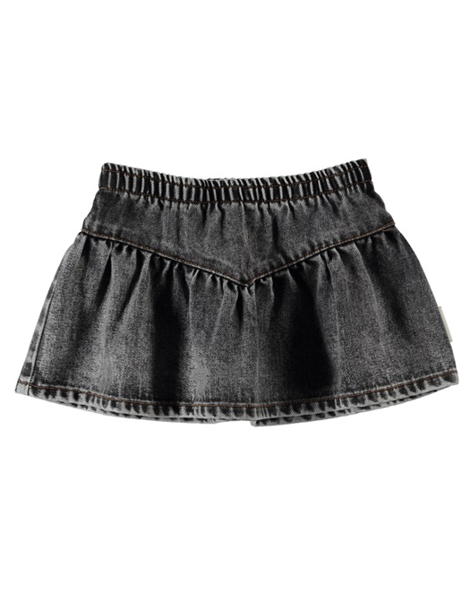 Short Skirt V Shape Washed Black Denim