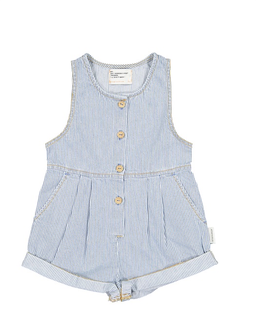 Short Denim Jumpsuit With Stripes