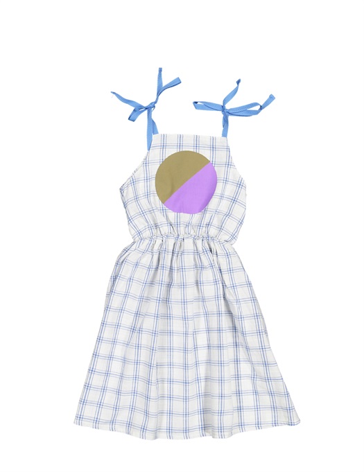 Long Dress Checkered Blue Circle