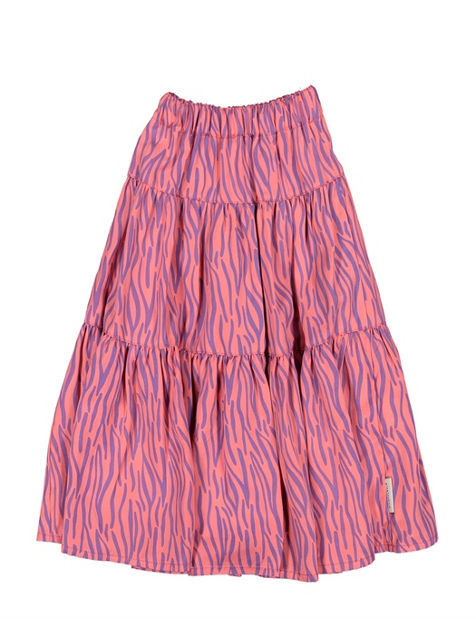Long Layered Skirt Pink Blue Animal Print