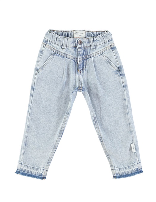 Mom Fit Washed Denim Trousers