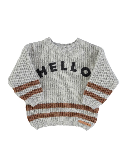 Knitted Sweater Grey w/ Hello print