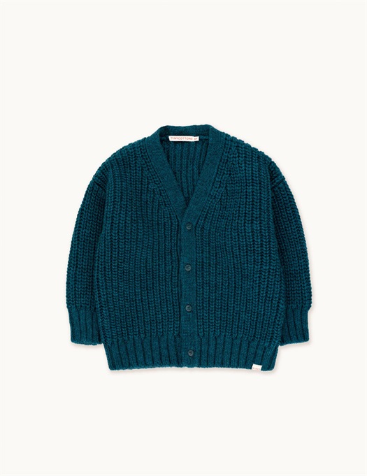 Solid Cardigan Petrol Green