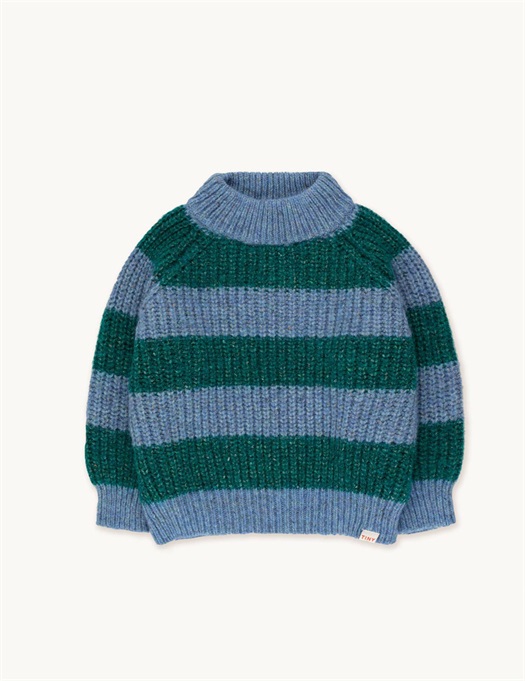 Big Stripes Mockneck Sweater Petrol Green