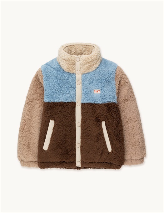 Color Block Sherpa Jacket Chocolate/Grey