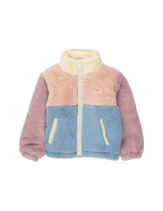 Color Block Sherpa Jacket Grey/Soft Pink
