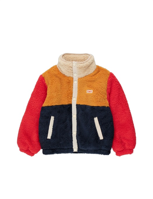 Color Block Sherpa Jacket Navy / Yellow