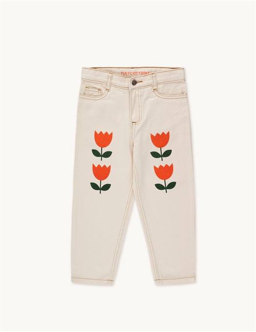 Flowers Baggy Jeans Nude