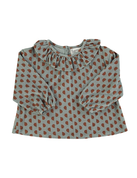 Collar Terry Blouse Grey/Brown Half Moon