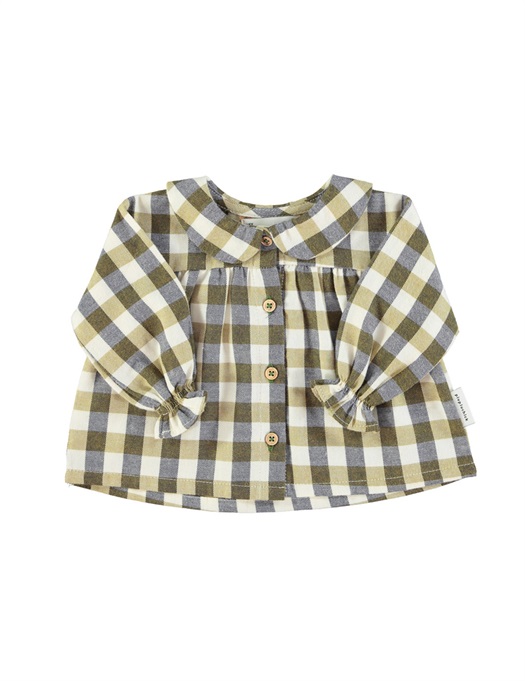 Baby Peter Pan Collar Blouse Brown Checkered