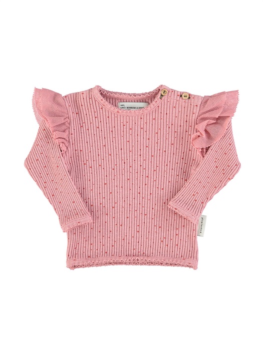 Baby Frilled Longsleeve Blouse Pink/Orange Stars