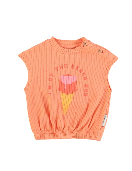 Sleeveless Coral Ice Cream Top